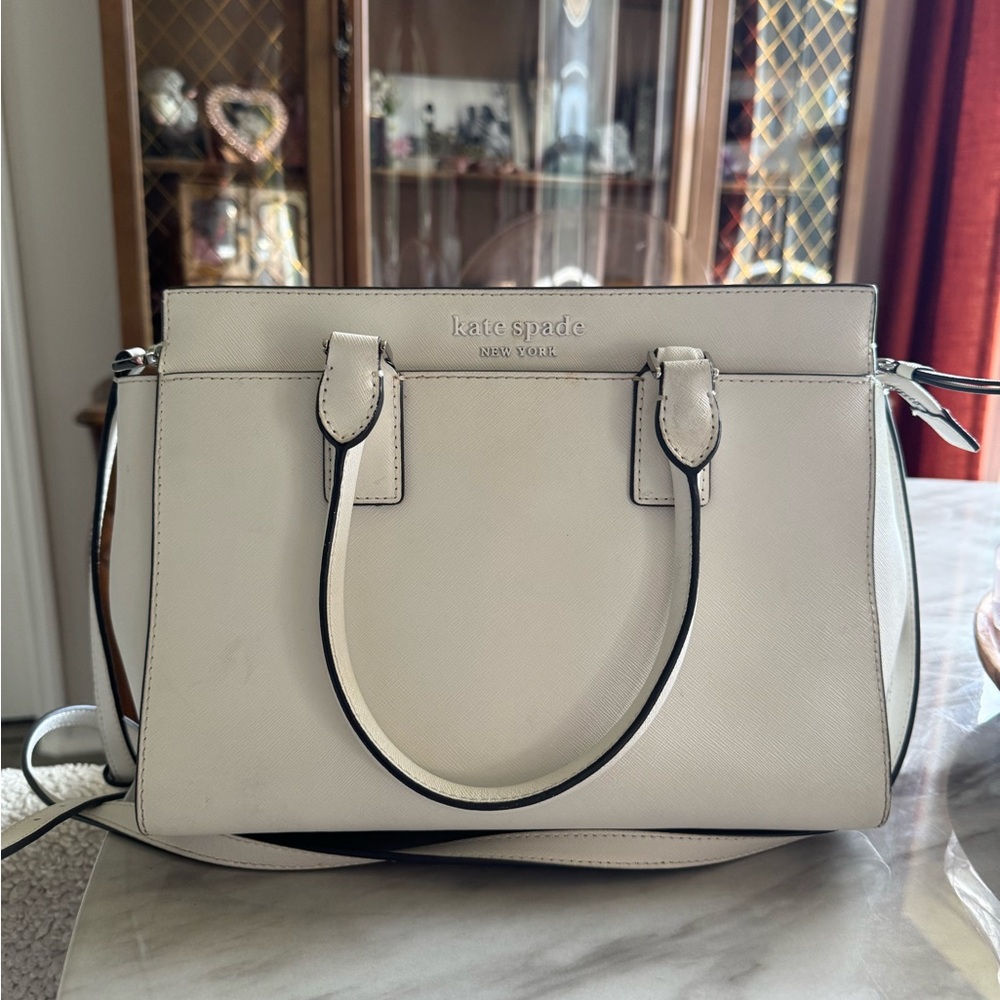 Kate Spade white Satchel with Detachable Strap and matching wallet